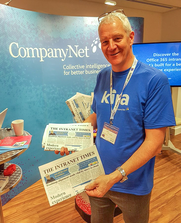 Iain hands out copies of our 'Intranet Times' newspaper
